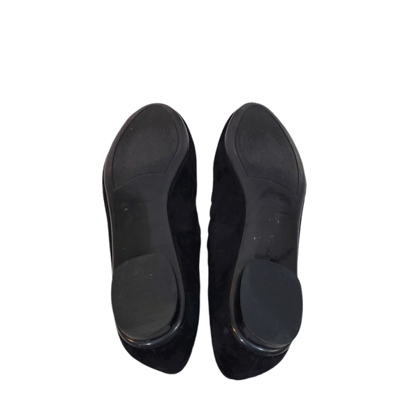 VanEli Black Suede Scalloped Peep Toe Flats EUC - Picture 6 of 7